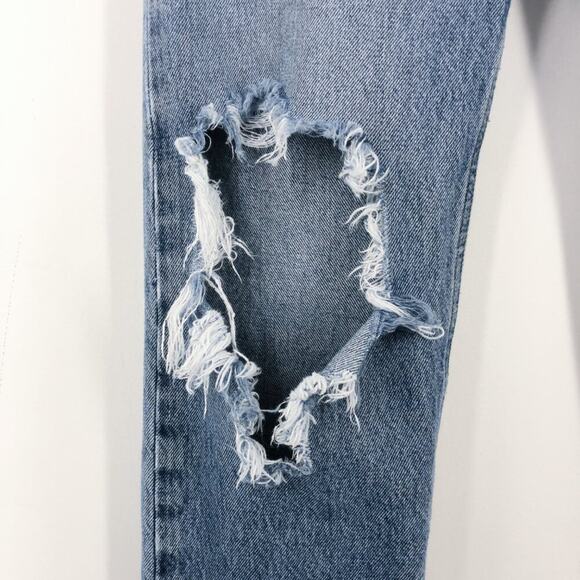 Agolde 90s Pinch Waist Straight Leg Jean High Waist Distressed in Rule Size 24 - Picture 6 of 16
